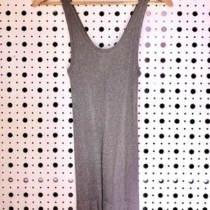 Vince Metallic Silver Ribbed Tank Top